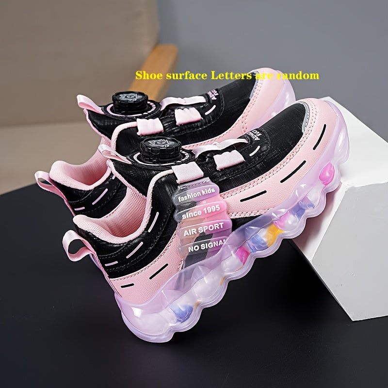 Girl's Rotating Buckle Chunky Shoes, Non Slip Sneakers for Kids