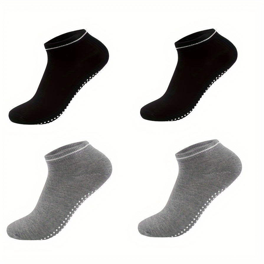 4 Pairs Non Slip Gripper Socks Low Cut Sporty Dance Socks