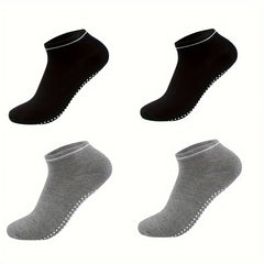 4 Pairs Non Slip Gripper Socks Low Cut Sporty Dance Socks