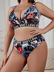 Graffiti Print Bra & Panty Set
