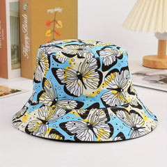 Children's Butterfly Print Sunshade Bucket Hat for Outdoor Travel