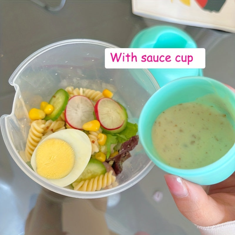Portable Salad Cup Set with Fork and Sauce Cup for Picnics Bento Lunches