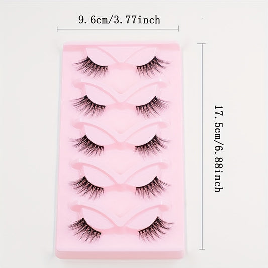 5 Pairs Half Eye Lashes Natural Look C Curling Short Wispy False Eyelashes