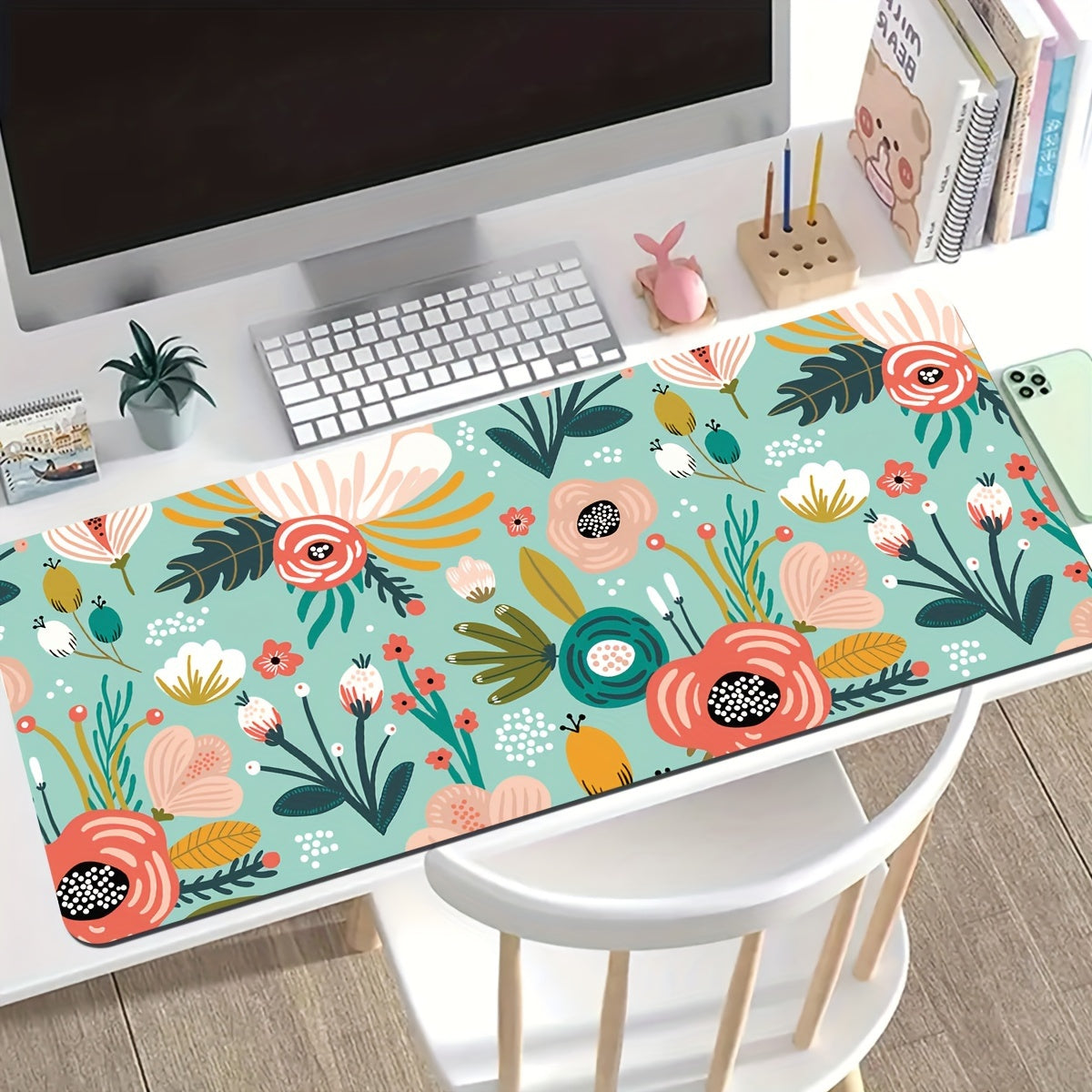 Large Gaming Mouse Pad 35.4in X 15.7in - Flowers Design