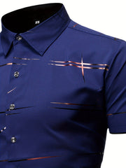 Stripe Print Men's Short Sleeve Shirt for Summer