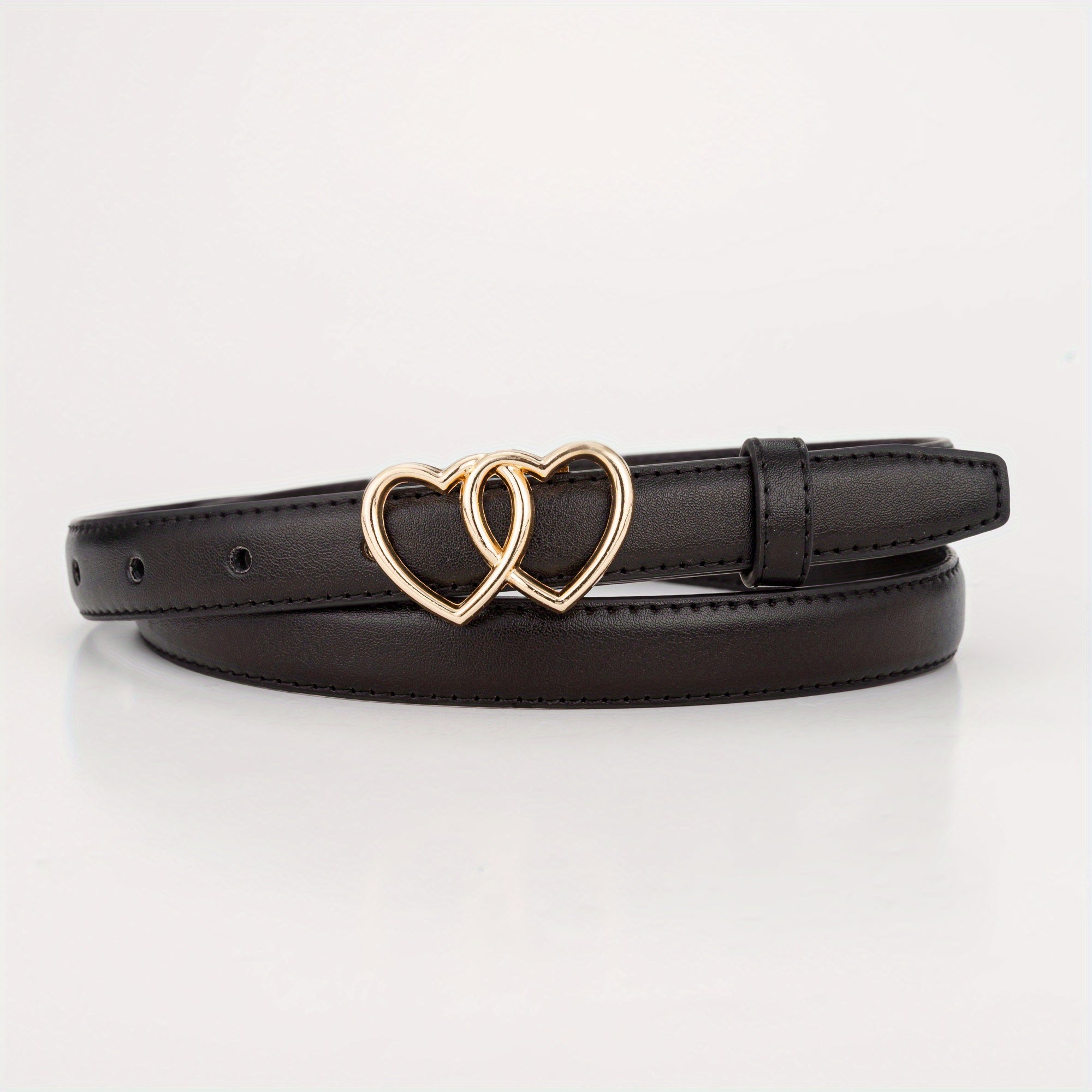 Double Love Heart Buckle Kid's Leather Belt