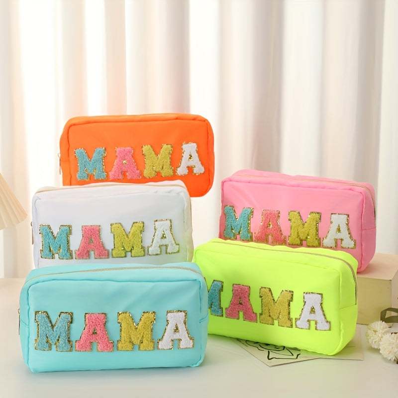 Waterproof Zipper Cosmetic Bag Embroidery Letter Coin Purse Organizer