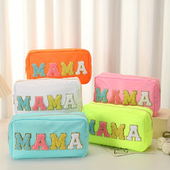 Waterproof Zipper Cosmetic Bag Embroidery Letter Coin Purse Organizer