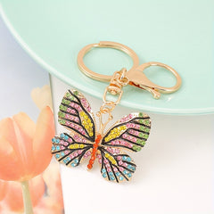 Zinc Alloy Diamond Butterfly Keychain Bag Ornament Holiday Gift