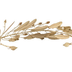 Golden Leaves Wedding Crown Pearl Bridal Crown Golden Headband