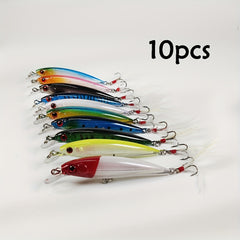10pcs 7.2g Slow Sinking Wobbler Trolling Crankbait for Bass Carp Fishing