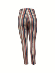 High Waist Striped Skinny Leggings