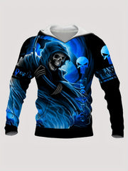 Skull 3D Print Hoodie Mens Graphic Pullover with Pocket
