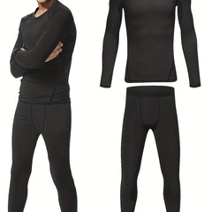 2pcs Kids Compression Thermal Set Long Sleeve Crew Neck Pullover Matching Pants