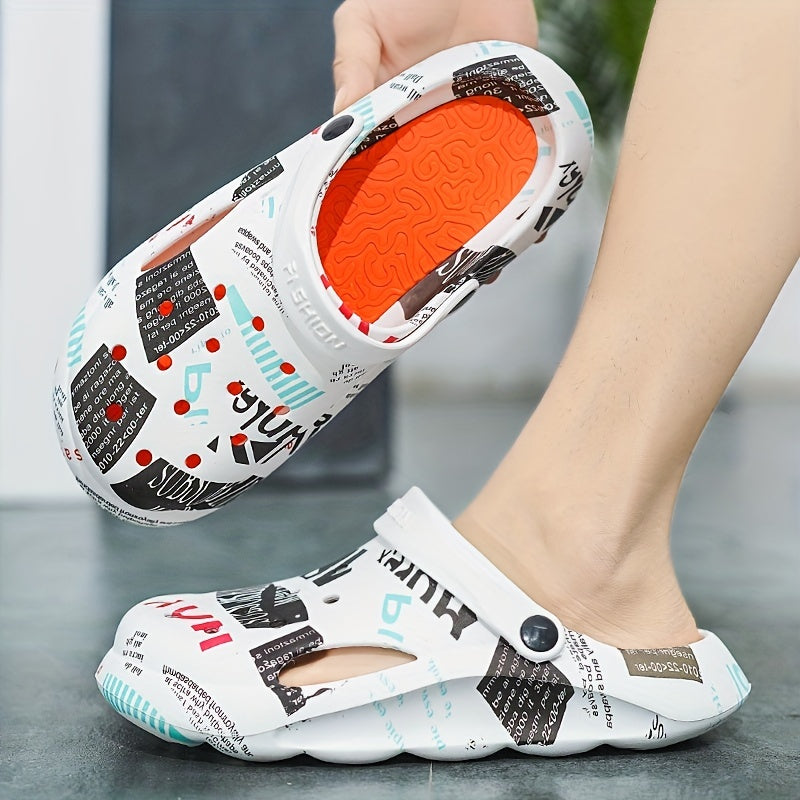 Women's Printed Clogs Comfy Hollow Out Non Slip Quick Drying Slides Shoes