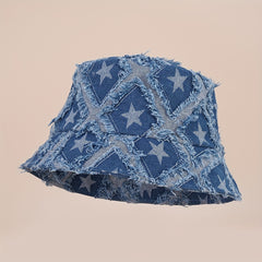 Plaid Bucket Hat Pentagram Face Cover Sun Hat