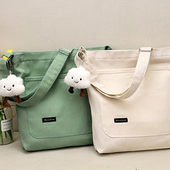 Solid Canvas Crossbody Bag Large Capacity Shoulder Bag For Travel
