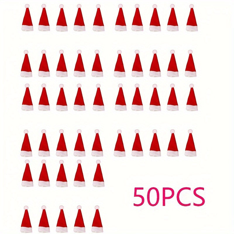 50pcs/100pcs Mini Christmas Hat Red Festive Home Decoration
