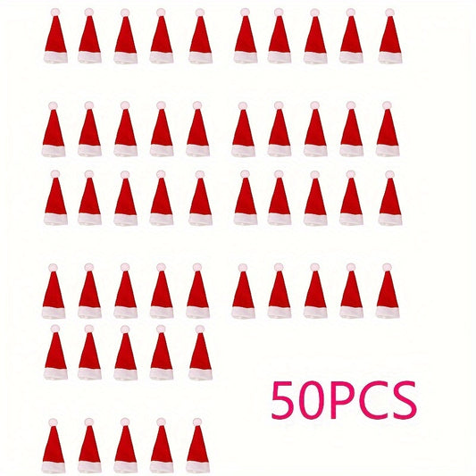 50pcs/100pcs Mini Christmas Hat Red Festive Home Decoration