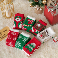 15 Pairs Cartoon & Christmas Fuzzy Socks Women's Stockings