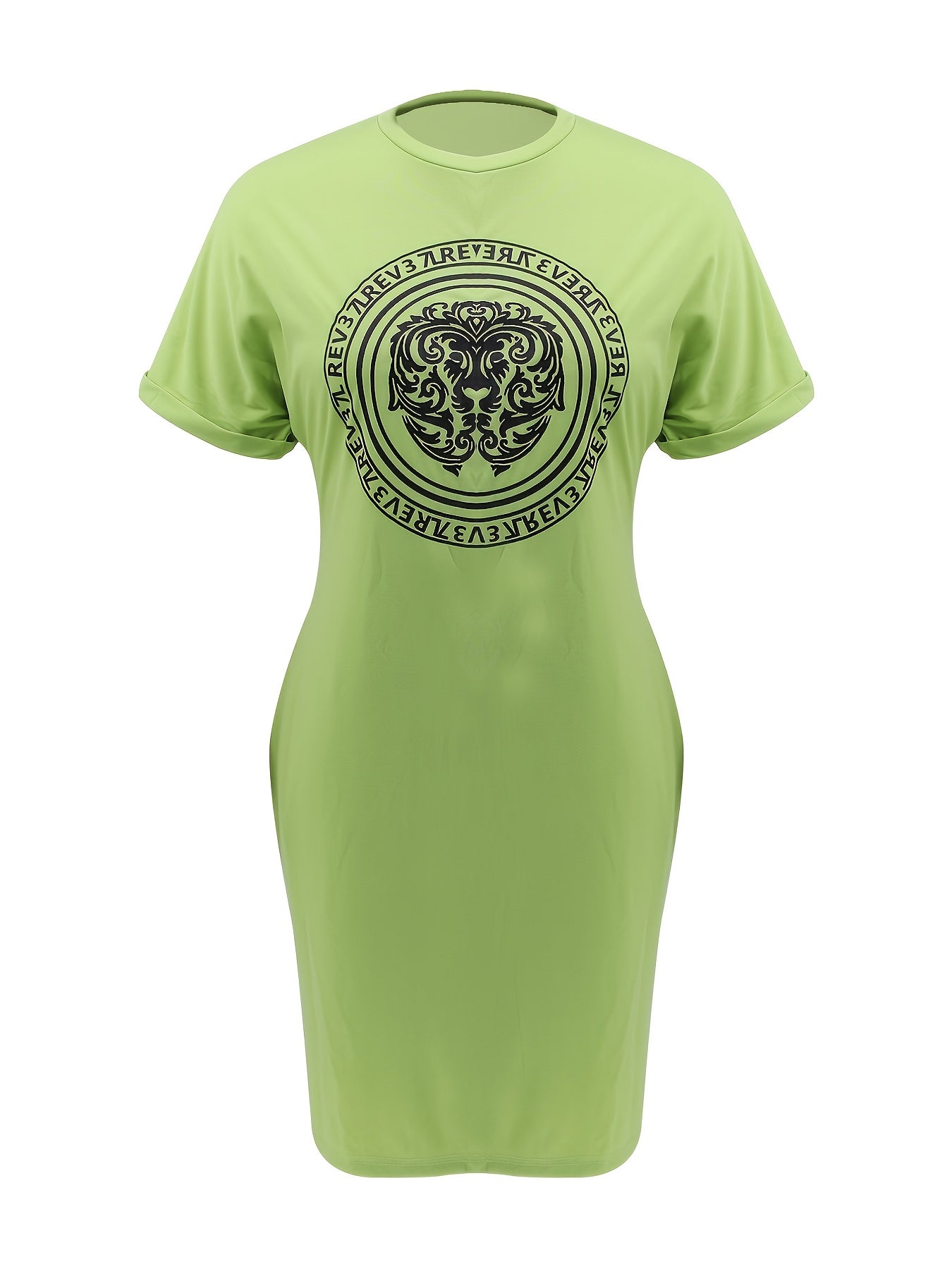 Graphic Print Brooch Detail Tee Dress Women's Plus Casual Midi Tee Dress