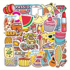 50pcs Water Bottles Vinyl Waterproof Stickers Laptop Skateboard Computer Sticker