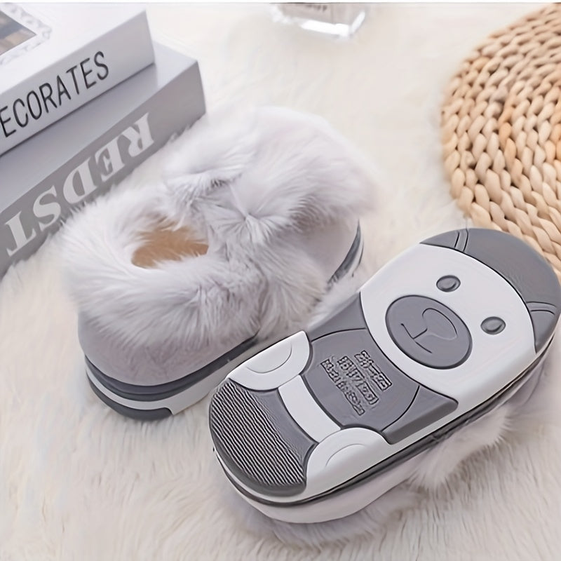 Furry Rabbit House Slippers for Girls - Non Slip Soft Bottom Indoor Shoes
