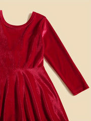 Velvet Christmas Dress For Toddler Kid Girls Party Wear