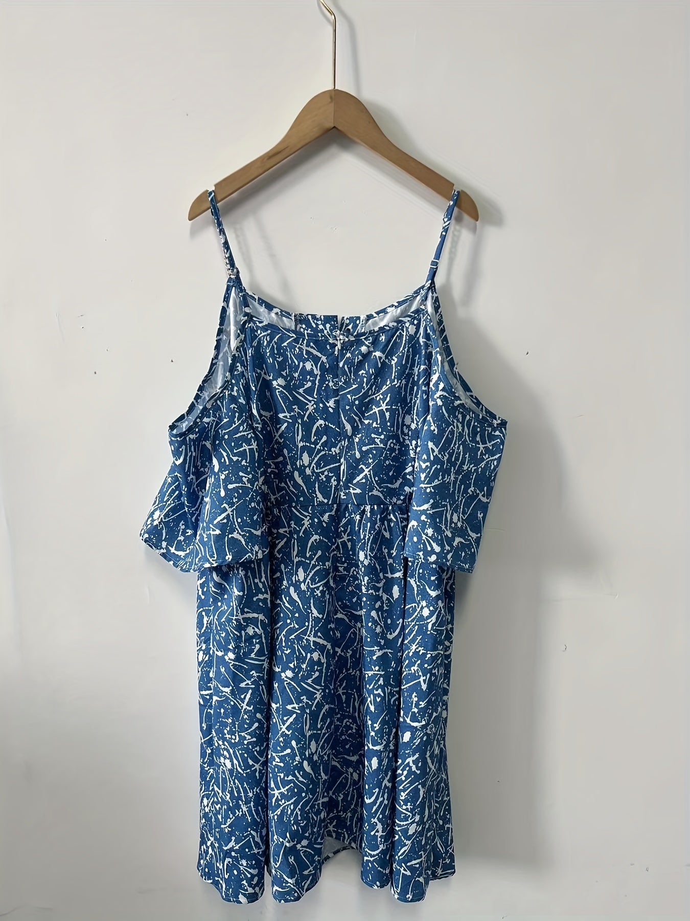 Plus Size Random Print Cold Shoulder Dress