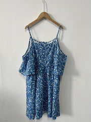 Plus Size Random Print Cold Shoulder Dress