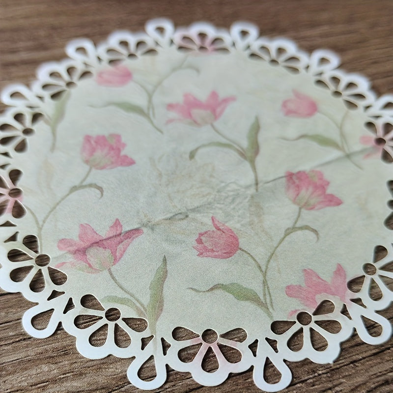 20pcs Retro Flower Lace Frame Decor Flower Material Paper Scrapbooking DIY