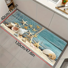 Soft Starfish Print Kitchen Rug Waterproof Non Slip Mat