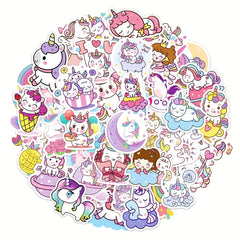 50pcs Little Girls And Unicorn Doodle Stickers for Kids