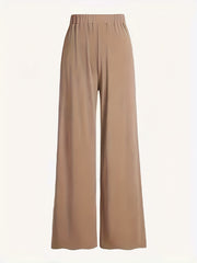 Wide Leg Elastic Waist Pants Casual Solid Long Length Pants