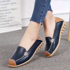 Women's Solid Flat Loafers Soft Sole Slip On Anti skid Walking Shoes