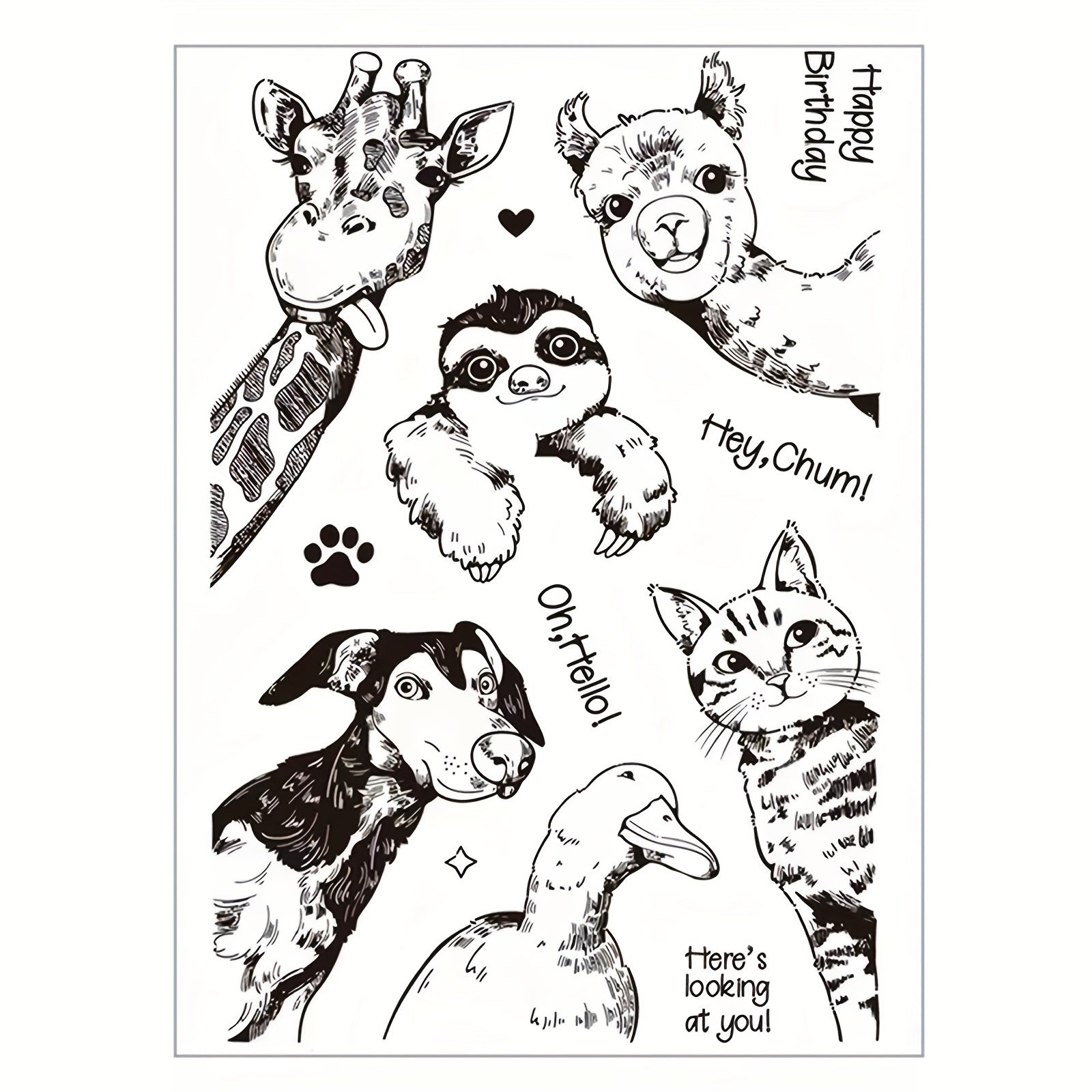 Animal Clear Stamps for Crafting - Dog Cat Giraffe Squirrel