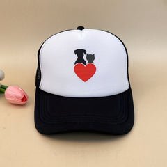 Puppy Heart Print Trucker Hat Lightweight Breathable Baseball Cap