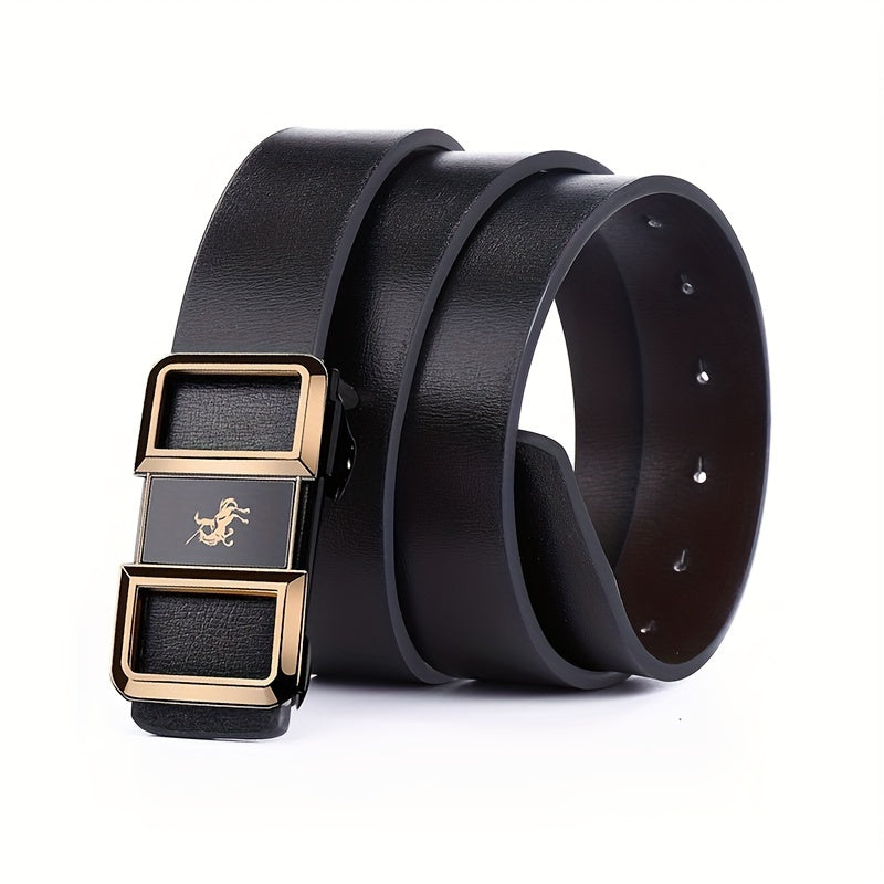 Men's Warrior On Horseback Pattern Buckle PU Leather Belt