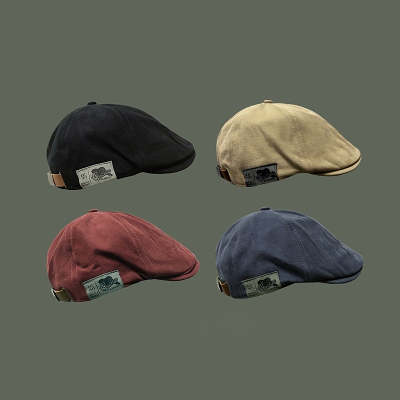 Vintage Beret Patch Newsboy Cap British Style Peaked Cap