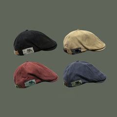 Vintage Beret Patch Newsboy Cap British Style Peaked Cap