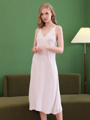 Women's Lace Trim Soft Lounge Dress