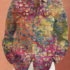 Men's Colorful Print Casual Button Up Shirt
