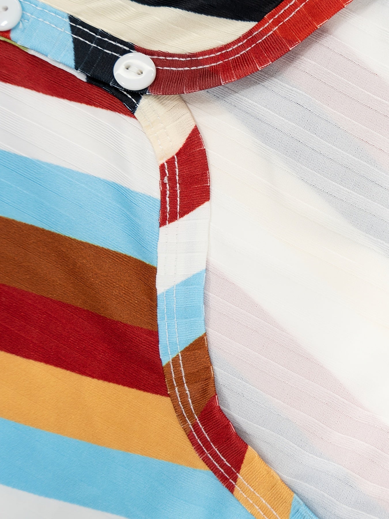 Rainbow Stripe Print Tank Top Button Front Summer Sleeveless Top