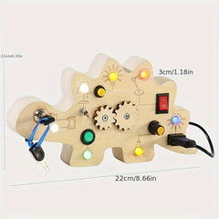 LED Wooden Dinosaur Busy Board Light Switch Sensory Board Montessori Toys