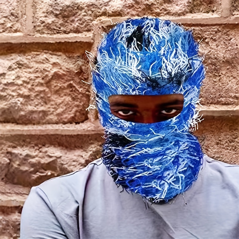 Men's Distressed Knitted Headgear Jungle Camo Ski Face Mask