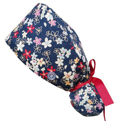 Floral Print Working Hat Adjustable Nurse Cap Hats Women Man Unisex Scrub Caps