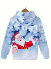 Santa Claus Graphic Hooded Sweatshirt for Kids