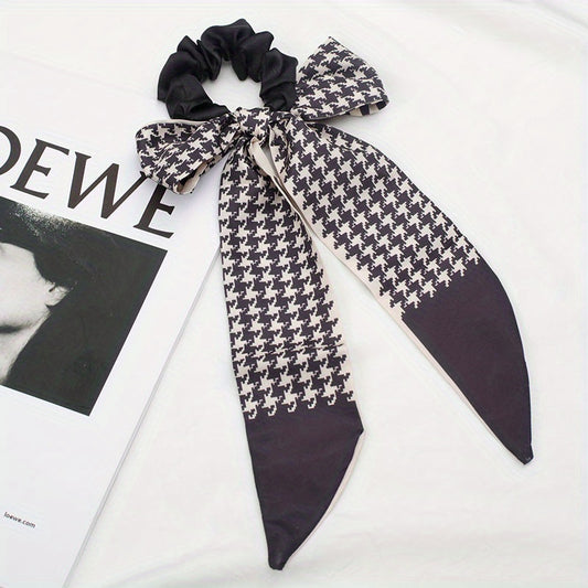 Polka Dot Silky Scarf Scrunchies Houndstooth Hair Tie