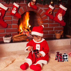 10pcs Christmas Plaid Cotton Burlap Bag Drawstring Pocket Candy Ornament Packagi