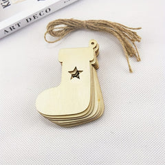 10pcs Christmas Stocking Wooden Pendant Decorations